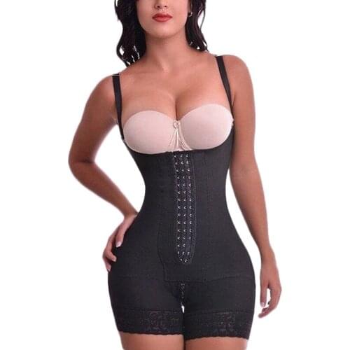 Women Bodysuit Daily Life Use Front Closure Hook-eye Tummy Control Shapewear Slimming Fajas Lace Body Shaper