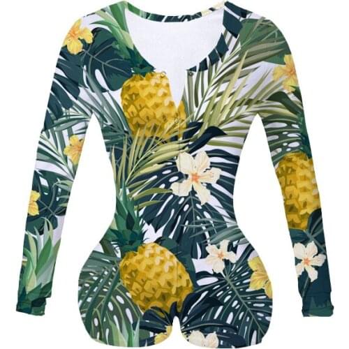 Women Custom Made Exotic tropics Sublimation Print Summer Long Sleeves Onesie