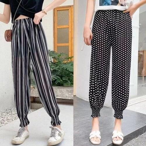 Plus Size Casual Harem Hight Waist Straight Loose Long Women Pants Street Wear Cool Summer Loose Checkerboard Patchwork Trousers