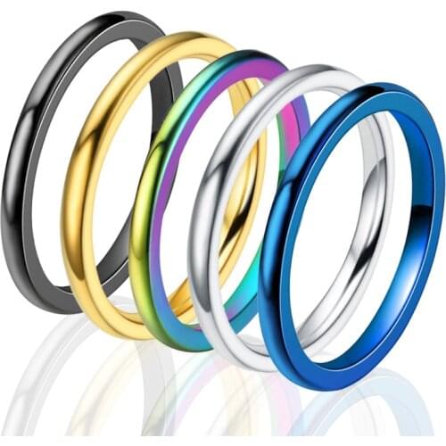 2mm Ladies Stainless Steel Wedding Ring Set Bride Engagement Gift Size 5-11