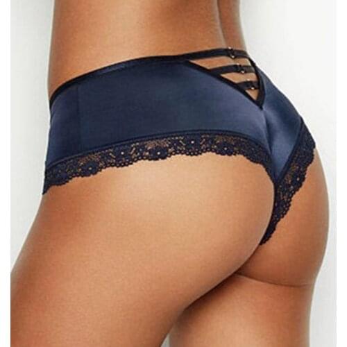 Women Sexy Lingerie Open Panties Floral Lace Underwear Flirty Briefs Cheeky Thongs with Cute Bow Center and Strappy Back