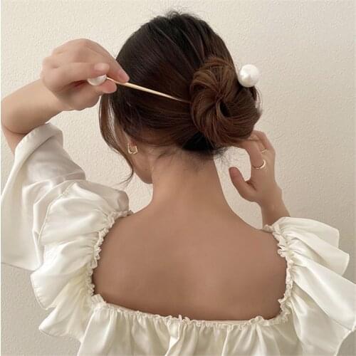 1pcs Hair Stick U Shaped Wedding Elegant Pearl Hair Stick Headdress Hairpin Clips for Bridal Wedding Hair Jewelry Accessories