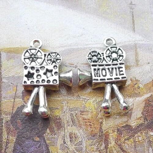 Newest 4Pieces 16*26mm Mixed Alloy Antique Silver Color Projector Charms Bracelet Pendant Accessory For DIY Jewelry Making