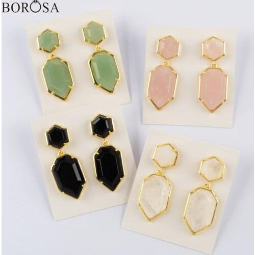 5/10Pairs Multi-kind Natural Stones Earrings White Quartz Crystal Earrings Statement Earrings Drop Earrings for Women WX1332