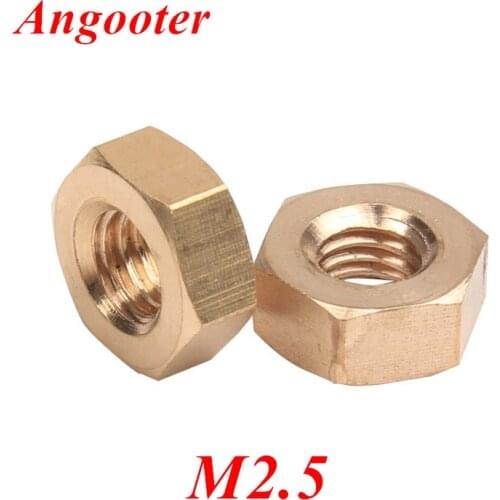 500pcs DIN934 M2.5 Brass Hex Nuts Threaded m2.5 Copper Brass Hexagon Nut Hex Nuts