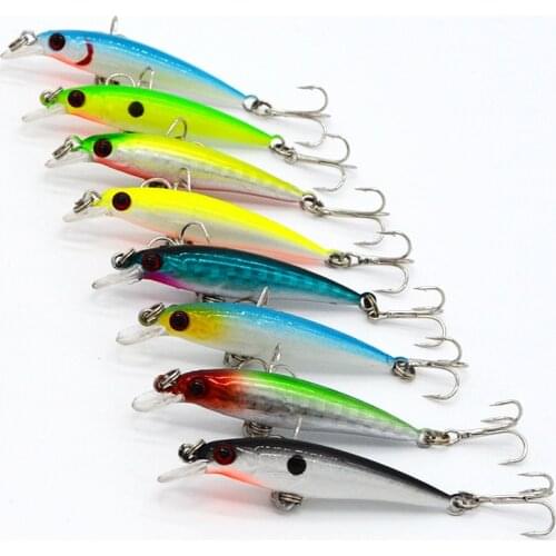 8Pcs/lot 5cm/2.1g Minnow Fishing Lure Lot Artificial Hard Fishing Bait Fishing Lures Sinking Trout Bait Wobble With 3D Eyes