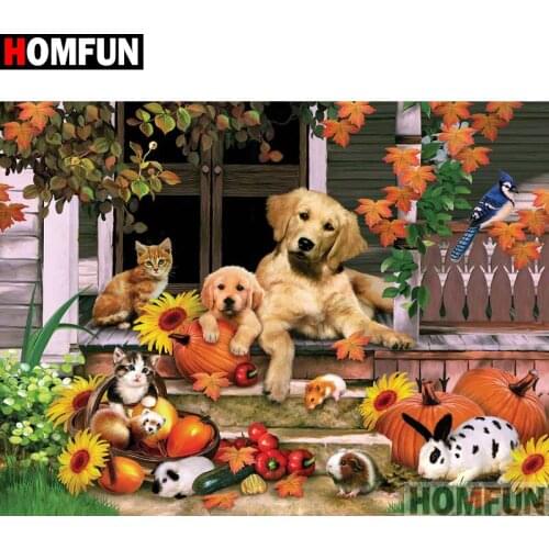 HOMFUN Full Square/Round Drill 5D DIY Diamond Painting "dog" Embroidery Cross Stitch 5D Home Decor A09044