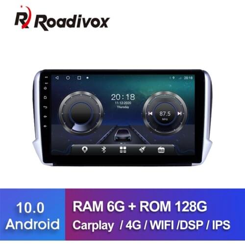 10.1" Car Radio Android 10 GPS Navigation For Peugeot 2008 208 2014 2016 Autoradio Vehicle DVD Multimedia Player Head Unit 2 Din