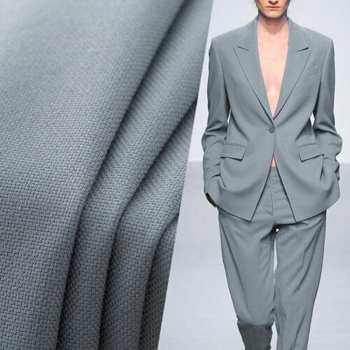 White waxberry Grey Blue Silk Wool Worsted Fabircs High Quality Materials Women Suits Pants DIY Cloth Tailor Freeshipping