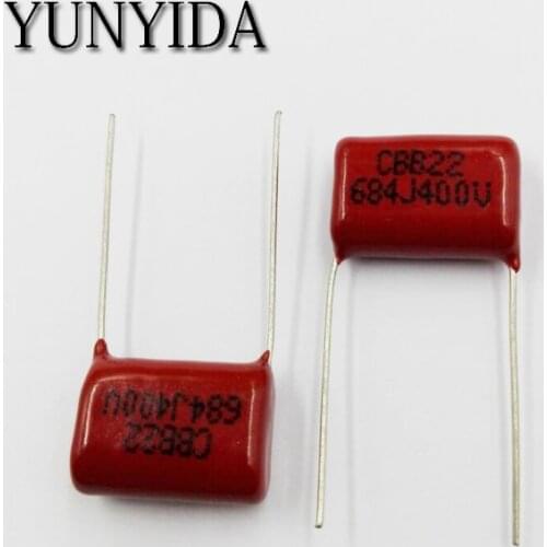 Free Shipping 10pcs, CBB 684J 400V 0.68UF 680NF P15mm Metallized Film Capacitor 400V684J 684 400V