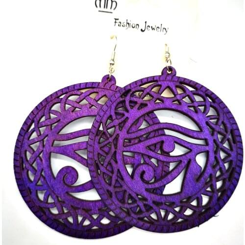 Free Shipping! newest evil eye wooden earrings