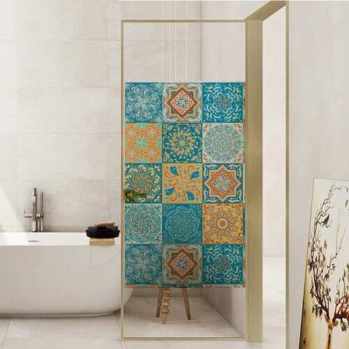 No glue colorful Window film Frosted Privacy Glass Door Sticker Home Decor Digital print Morocco GS029