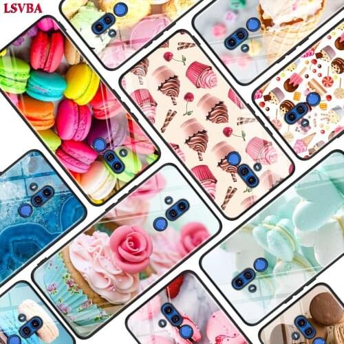 Black Cover Dessert Ice Cream Cake for Huawei Mate 30 20 20X 10 Lite Y9 Y7 Y6 Y5 Pro Prime Lite 2019 2018 Phone Case
