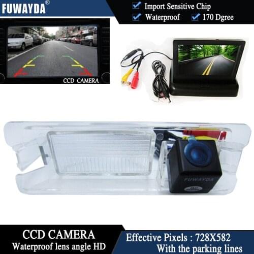 FUWAYDA Color CCD Chip Car RearView Camera for Nissan March Renault Logan Sandero+4.3 Inch foldable LCD TFT Monitor WATERPROOF