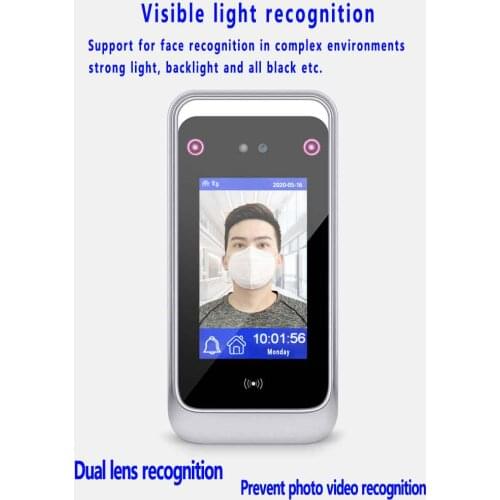 Dynamic face recognition can work at strong direct light 1MP camera TCP/WIFI Access Control 2000 face 4.3 inch touch Screen