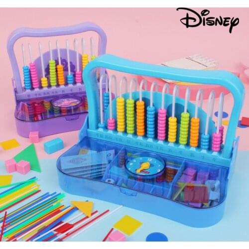 Disney Pre-school math rack Math counter set Abacus learning board geometry stick clock math teaching AIDS Plastic