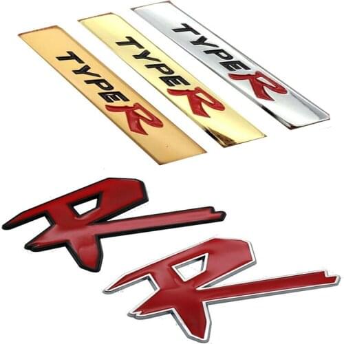 For TYPER R Emblem Decal Car Trunk Sticker 3D Metal Auto Body Badge Styling for Honda Fit Accord H-RV Avancier Civic Mugen JAZZ