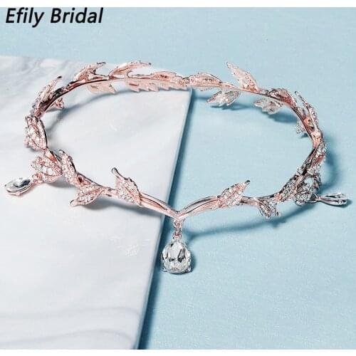 Efily Wedding Crown Headbands Rhinestone Tiaras and Crowns for Women Hair Accessories Crystal Bridal Hair Jewelry Headpiece Gift