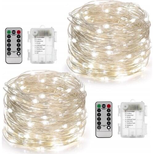 Fairy String Lights AA Battery Operated 8 Modes Remote Control Copper Silver Wire Lights for Wedding Party Festival Decoration
