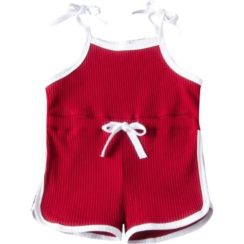 Newborn Toddler Baby Boy Girl Cotton Romper Baby Lace-up Summer Sleeveless Cotton Rib-knitted Jumpsuit Clothes Outfits 4 Colors