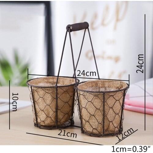 Country Style Hanging Flower Arrangement Pot Small Green Plant Basket Creative 50JD