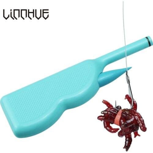 LINNHUE Earthworm Bloodworm Clip Portable ABS Fishing Bait Bloodworm Clip Device Fishing Lure Tackle Accessory 1000 Rubber bands