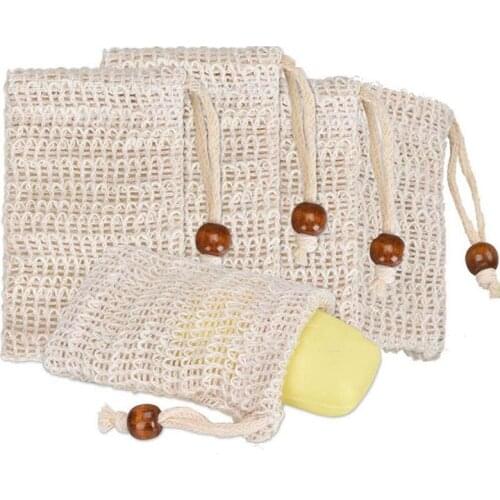1Pcs Sisal Hemp Soap Bag Blister Ramie Mesh Soap Storage Bags Foam Maker Double-layer Net Bags Foaming Easy Bubble Soap Holder