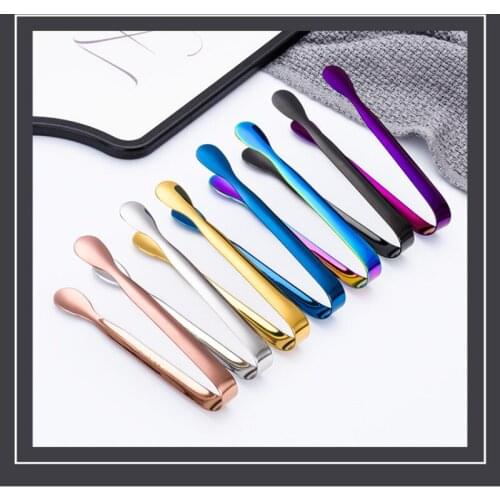 Multicolor Stainless Steel Clip Ice Tong Bread Food BBQ Clip Barbecue Clip Sugar Ice Tongs Tool Bar Kitchen Utensils