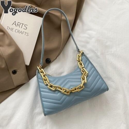 Fashion Embossed Handbags PU Leather Chain Shoulder Bag For Women Daily Clutch Shopping Bag Purse Female Underarm Portable Bag