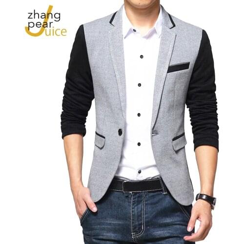 Mens Blazers Fashion Male Slim Fit Casual Suit Jacket Men Blazer Masculino Clothing Vetement Homme Patch