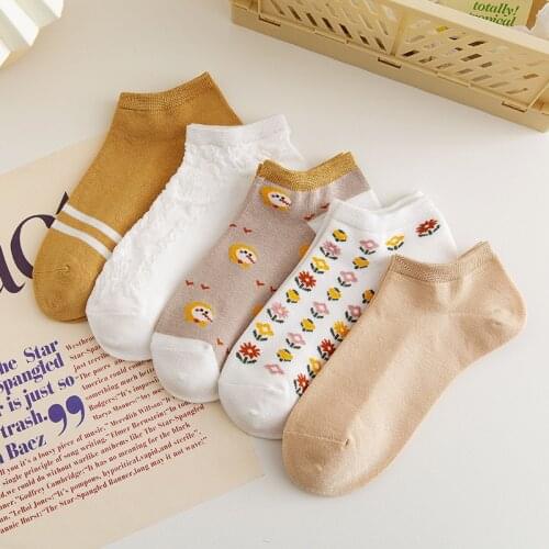 5 pairs of original stay funny socks women candy color cute socks womens stripe pattern school girls Korean style leisure socks