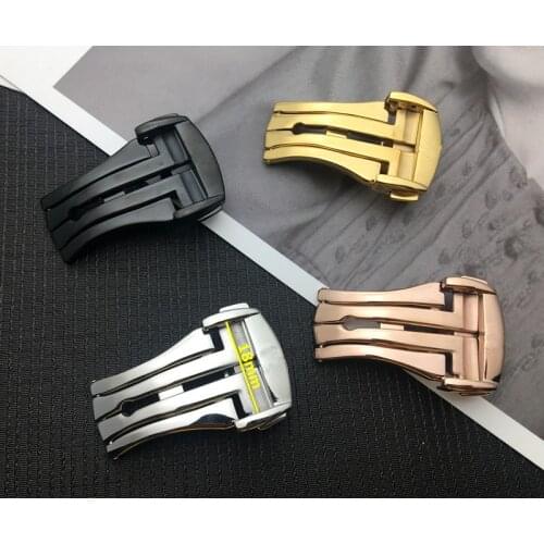 New With Tags 316L Stainless Steel Deployment Clasp Gold silver black 18mm Watch Band Leather Strap Buckle For OMEGA belt logo