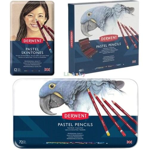 Derwent Pastel Pencils,4mm Core,Metal Tin,12,24,36,72 Count(32991,32992,0700307,32996),Estojos De Metal Com,Lapis Pastel Pencils