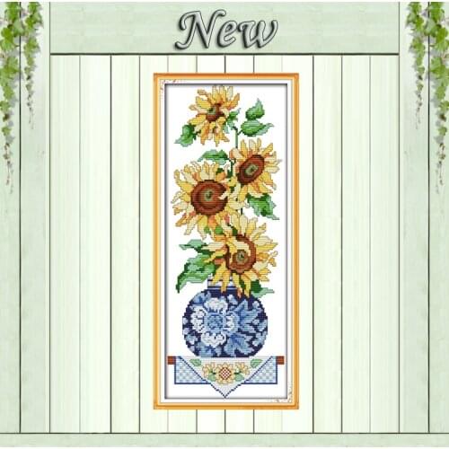 Sunflower in vase home decor painting diy Counted Print on canvas DMC 11CT 14CT NKF Cross Stitch kits Needlework Sets embroidery