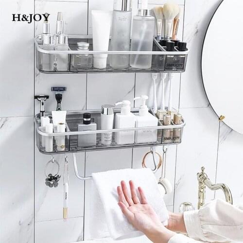 Bathroom Shelves Shower Storage Rack Holder Wall Mounted Storage Organizer Kitchen Rack For Washroom Toilet Bathroom H&JOY