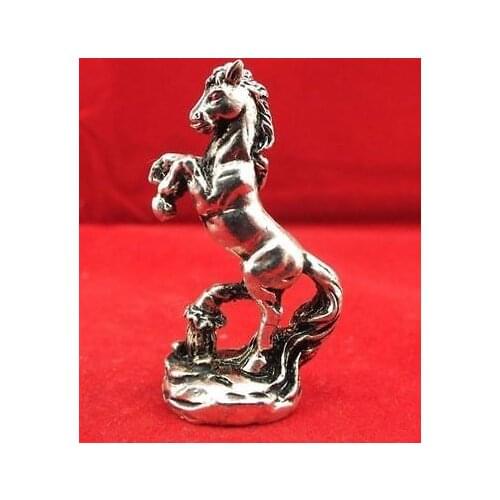 SUPERB CHINESE OLD HANDWORK COLLECTIBLES MIAO SILVER Horse statue