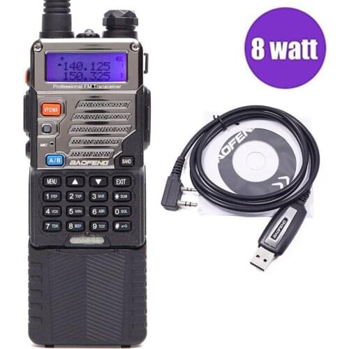 Baofeng UV-5RE 8W Powerful Walkie Talkie High Power 3800mah 10km Uhf Vhf 8Watts long Range Hiking UV5RE CB Ham Radio & One Cable