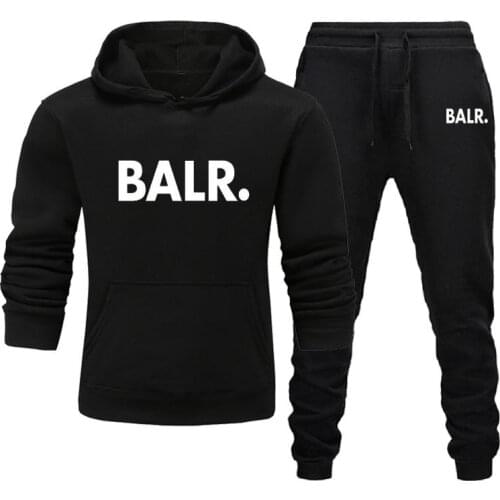 Sports Fitness BALR Men Women Set Hoodies+Pants 2 Pieces Sets Autumn Winter Hooded Tracksuit Male Sportswear Gym Sudadera Hombre