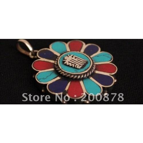 Tibetan JewelryTBP128 Nepal brass Pendantssunflower blossom30mmTibetan amulets