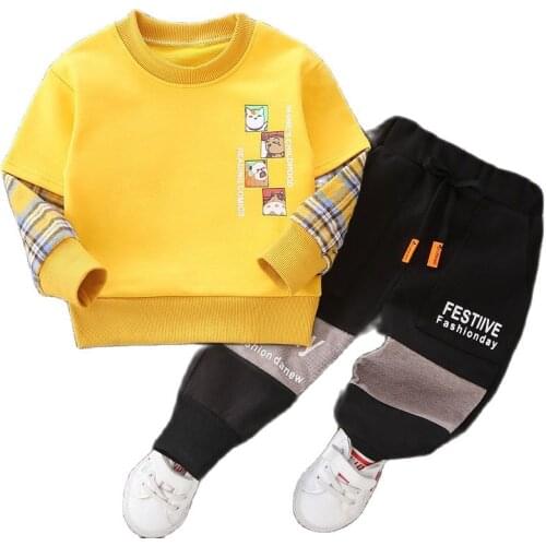 Spring & Autumn Cotton Boys and Girls Sets New Korean Version Fashion Movement Long Sleeve 2-Piece Casual Childrens Clothing