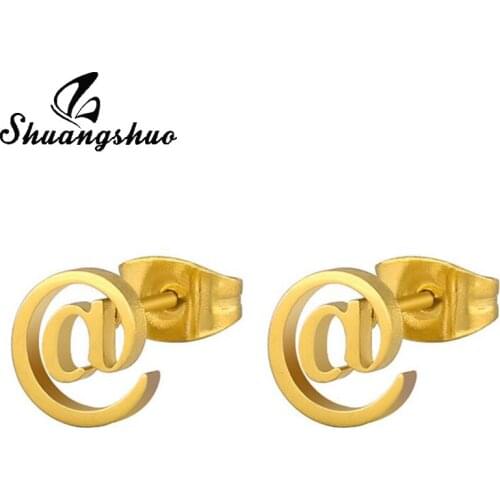 Shuangshuo Vintage Earrings @ Mark Stud Earrings Stainless Steel Jewelry Statement Earrings for Women Earrings Female brincos