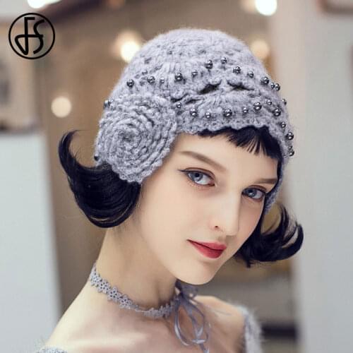 FS Winter Hats For Women Autumn Knitted Beanie Skullies Cap Warm Bonnet Cap Fashion Gorros Black White Female Hats Chapeau Femme