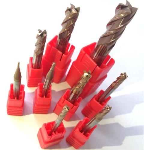1mm 2mm 3mm 4mm 5mm 6mm 8mm 10mm 12mm 4 Flutes HRC55 Tungsten Carbide Flat Square End Mills Spiral Bits CNC Endmill Router Bits