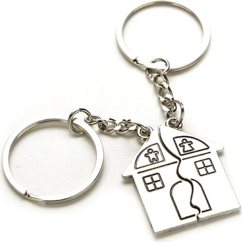 1Pair New Couple I LOVE YOU Lovers Keychain Warm House Type Couple Key Chain Souvenirs Valentines Day Gift Built With Love Home