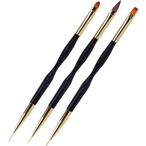 New 1Pc Double End Nail Brush Painting Drawing Lines Pen 3D Tips DIY UV Gel Flowers Design Nail Art Books Salon Manicure Tools