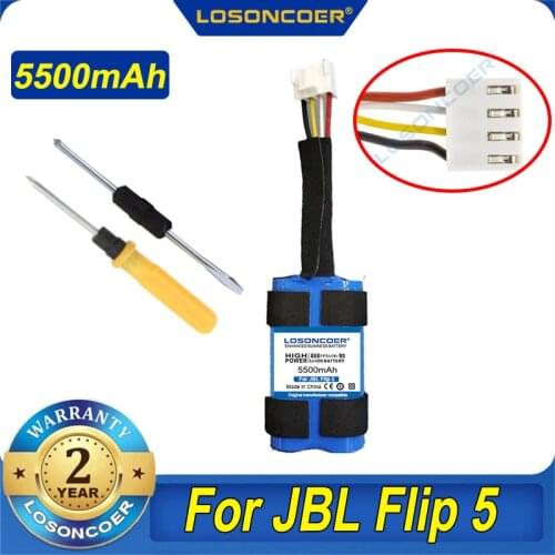 100% Original LOSONCOER 5500mAh SUN-INTE-152 Speaker Battery 1INR19/66-2,ID1060-B For JBL Flip 5 Flip5 JBLFLIP5WHTAM