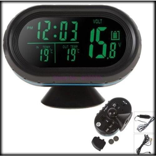By dhl or ems 100pcs Car clock Automobile electronic luminous clock table auto clock car thermometer voltage table