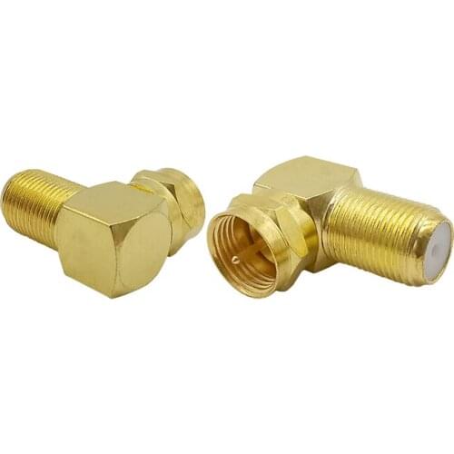 2Pcs F Type Right Angle Female to Male Adapter, Gold Plated Coaxial F-Type RG6 Adapter
