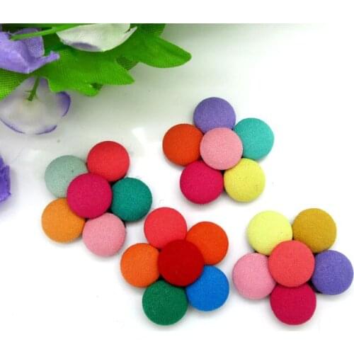 20Pcs Mixed Flower Cloth Fabric Covered Sewing Buttons Flatback Cabochon Scrapbooking Crafts Knopf Bouton Decor Diy Accessories