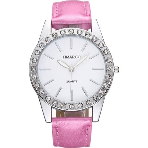 2020 Luxury Top Brand Wrist Watch Dress Pink Leather Band Analog Quartz Fashion Diamond Girl Lady Women Watches Clock Reloj Gift